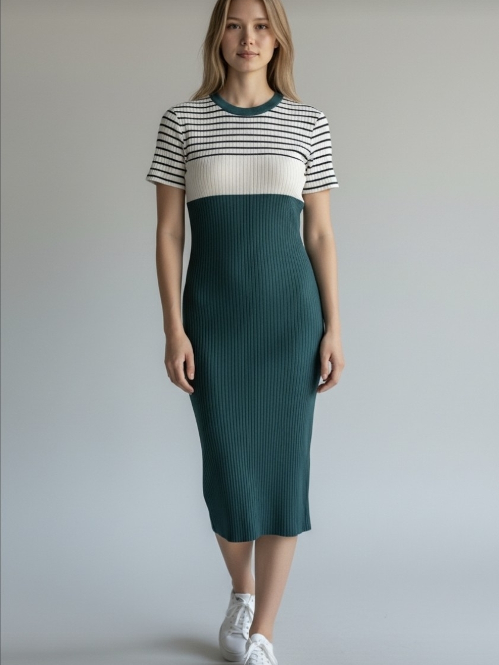 PatPat Ribbed Pencil Skirt in Teal Green